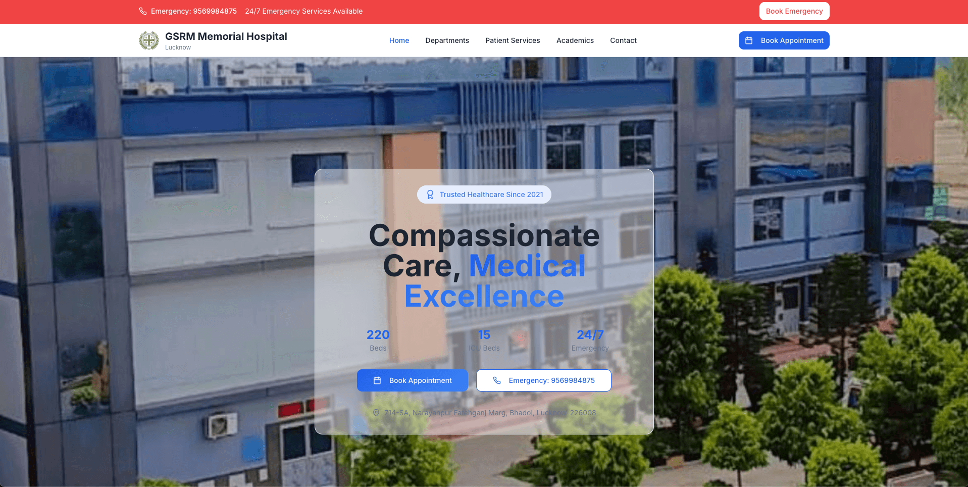 GSRM Hospital website after the QRowd rebuild